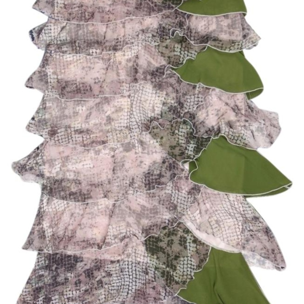 Green Multi Chiffon Layer Skirt
